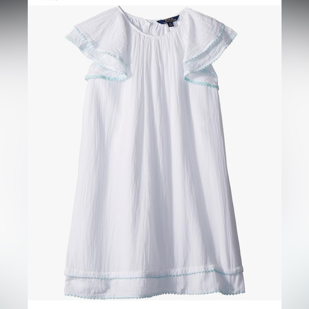 Polo Ralph Lauren Girls Cotton Gauze Flutter-Sleeve Dress